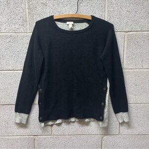 J. Crew Wool Blend Two Tone Side Button Sweater